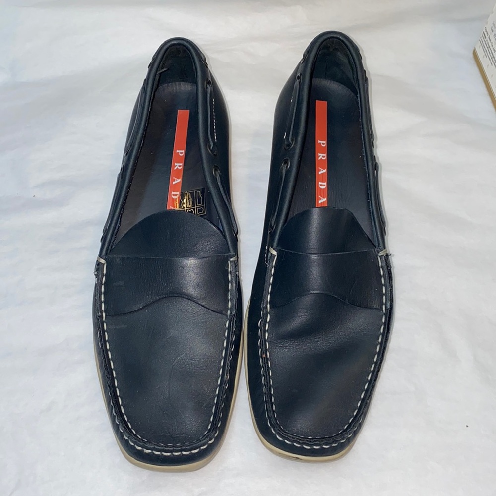 Authentic Vintage PRADA boat shoes loafers Navy